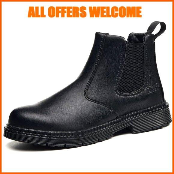 Steel Toe Chelsea Boots Waterproof Lightweight Non-Slip Safety Work Boots